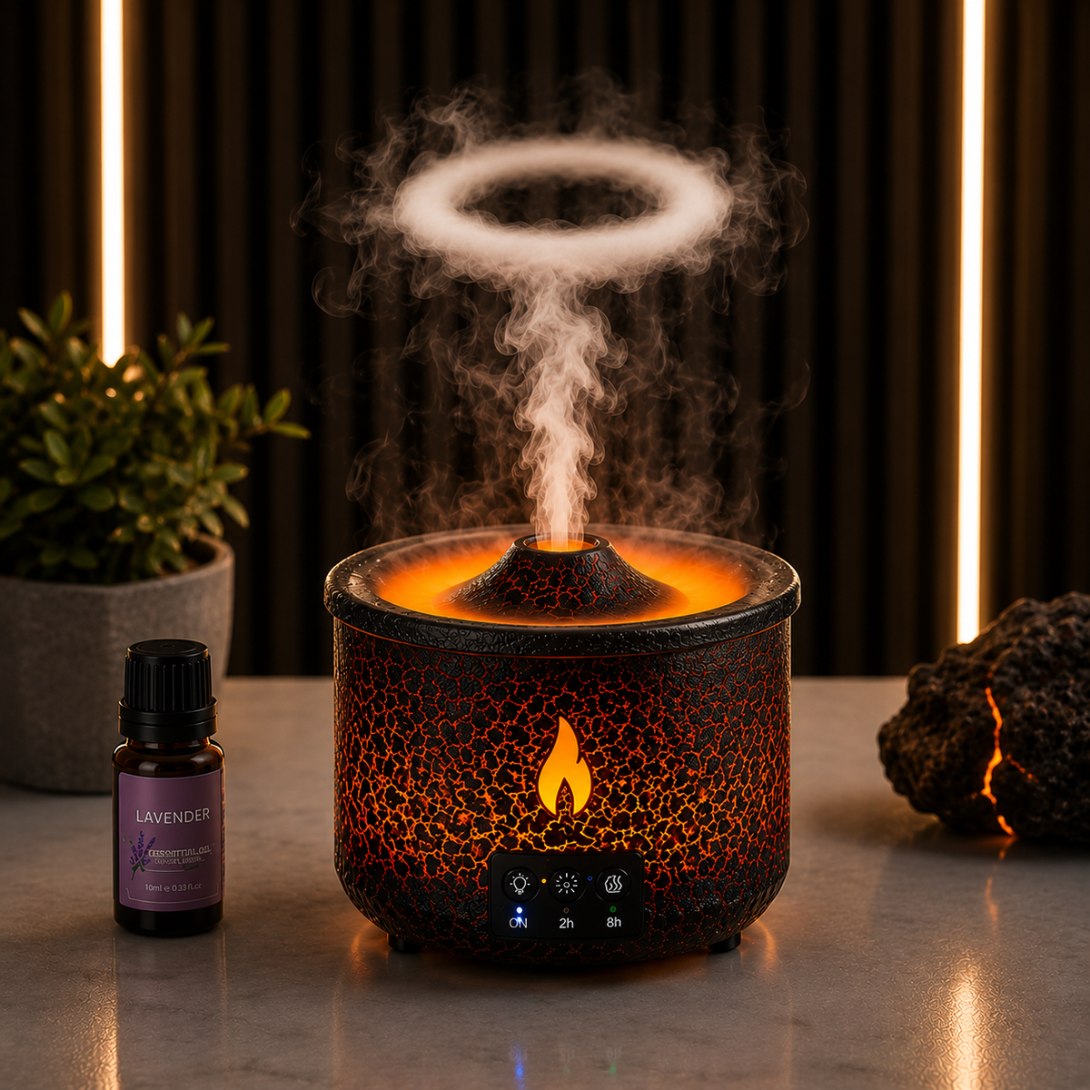 Volcano Flame Aroma Diffuser 360ml Smoke Ring Humidifier